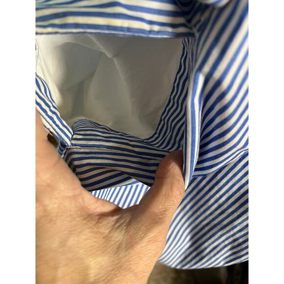 J.Crew Re-Imagined Boho Dress S Blue White Striped Embroidered Cotton Peasant - Picture 7 of 14